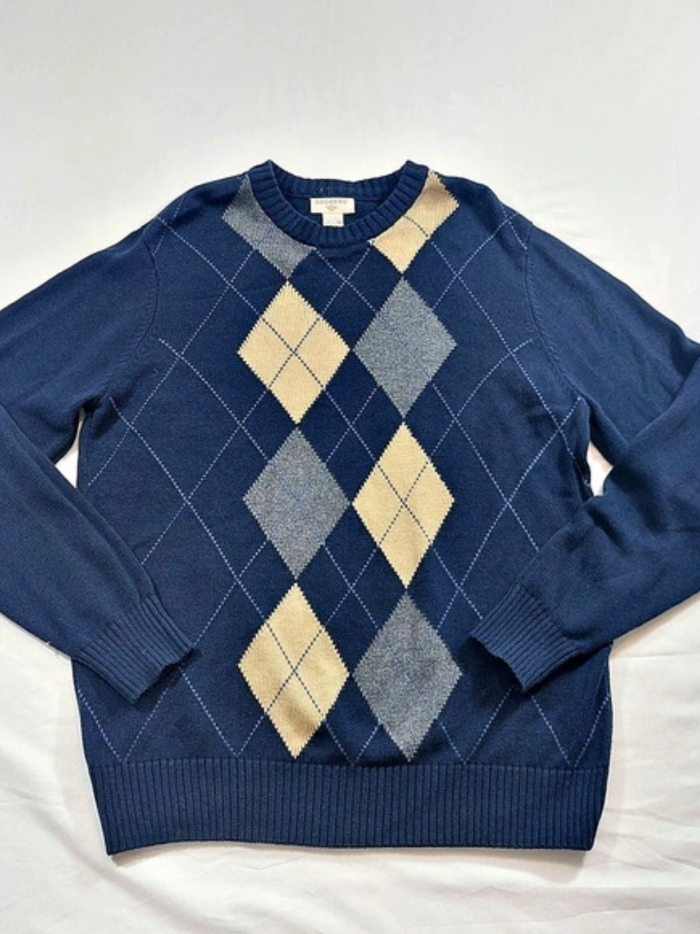 Dockers Men's Argyle Crewneck Sweater Size Medium